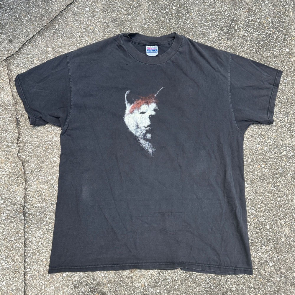 Vintage Hanes Beefy-T Akita Inu Graphic T-Shirt XL Faded Black Mens USA Made